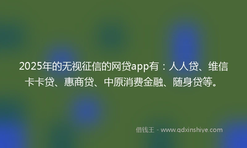 2025年的无视征信的网贷app有：人人贷、维信卡卡贷、惠商贷、中原消费金融、随身贷等。