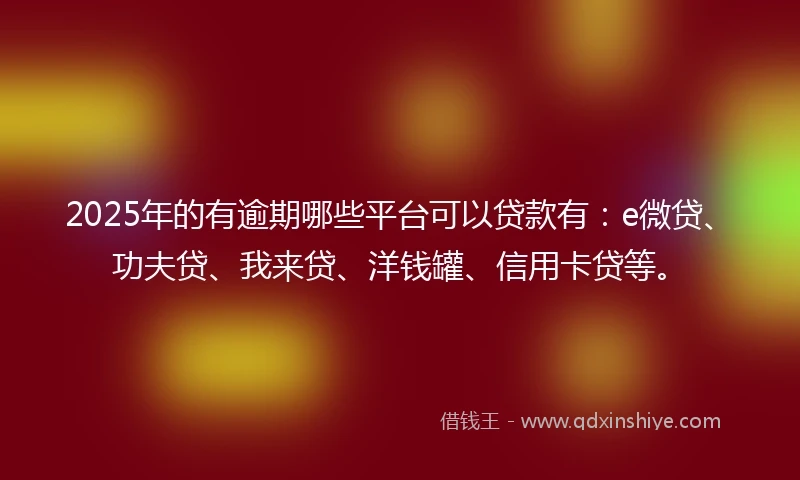 2025年的有逾期哪些平台可以贷款有：e微贷、功夫贷、我来贷、洋钱罐、信用卡贷等。