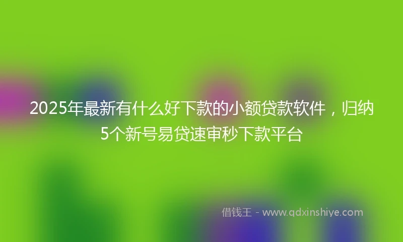 2025年最新有什么好下款的小额贷款软件，归纳5个新号易贷速审秒下款平台