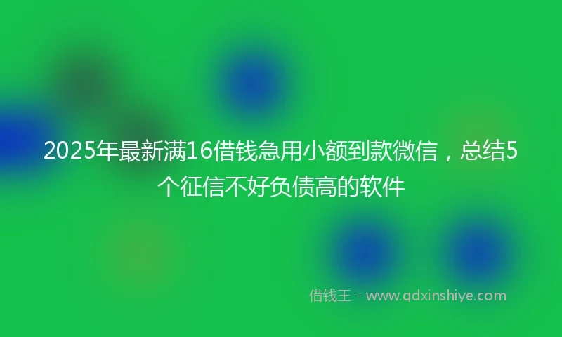 2025年最新满16借钱急用小额到款微信，总结5个征信不好负债高的软件