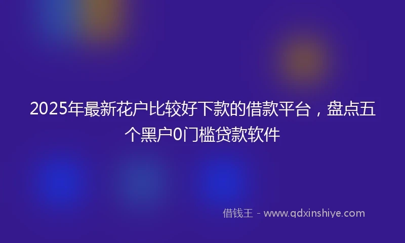 2025年最新花户比较好下款的借款平台，盘点五个黑户0门槛贷款软件