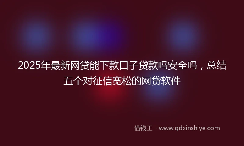 2025年最新网贷能下款口子贷款吗安全吗，总结五个对征信宽松的网贷软件