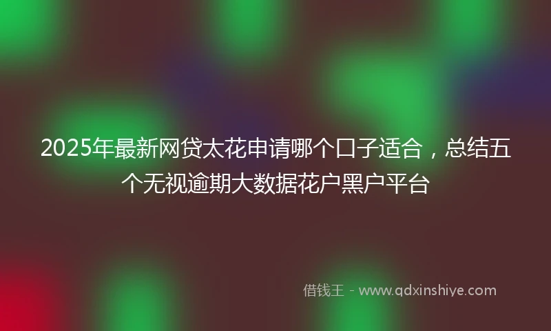 2025年最新网贷太花申请哪个口子适合，总结五个无视逾期大数据花户黑户平台