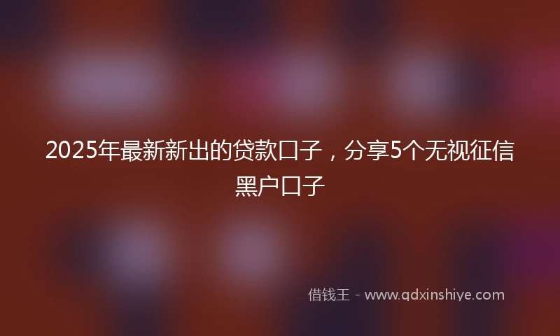 2025年最新新出的贷款口子，分享5个无视征信黑户口子
