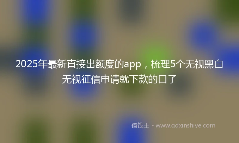 2025年最新直接出额度的app，梳理5个无视黑白无视征信申请就下款的口子