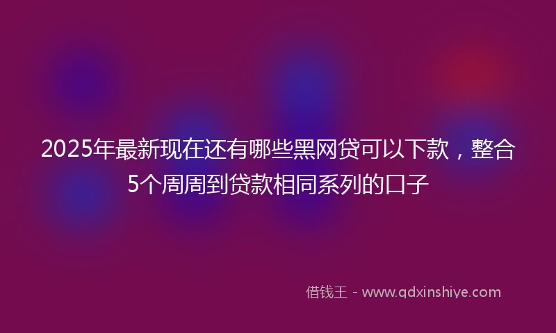 2025年最新现在还有哪些黑网贷可以下款，整合5个周周到贷款相同系列的口子