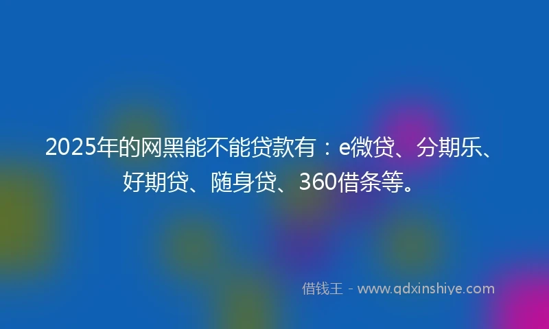 2025年的网黑能不能贷款有：e微贷、分期乐、好期贷、随身贷、360借条等。