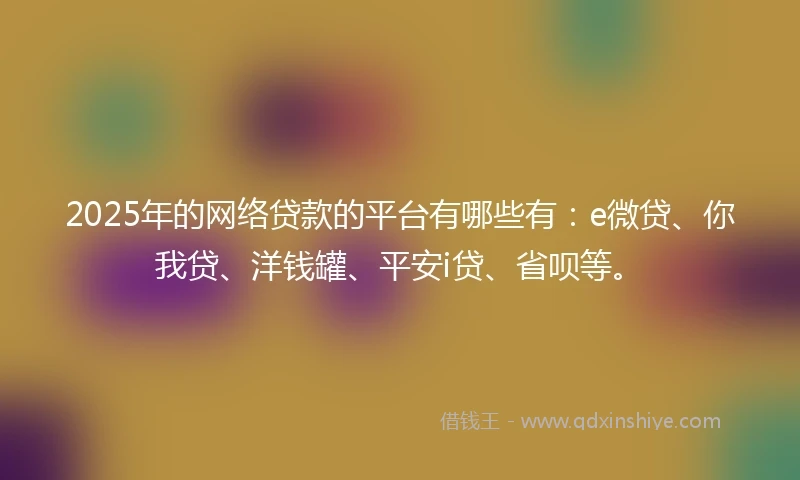 2025年的网络贷款的平台有哪些有：e微贷、你我贷、洋钱罐、平安i贷、省呗等。