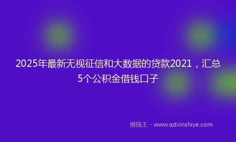 2025年最新无视征信和大数据的贷款2021，汇总5个公积金借钱口子