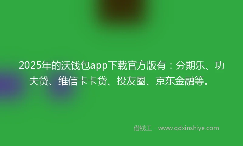 2025年的沃钱包app下载官方版有：分期乐、功夫贷、维信卡卡贷、投友圈、京东金融等。