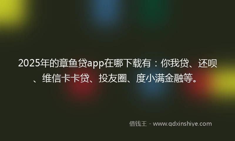 2025年的章鱼贷app在哪下载有：你我贷、还呗、维信卡卡贷、投友圈、度小满金融等。