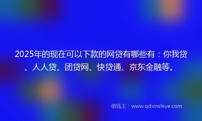 2025年的现在可以下款的网贷有哪些有：你我贷、人人贷、团贷网、快贷通、京东金融等。