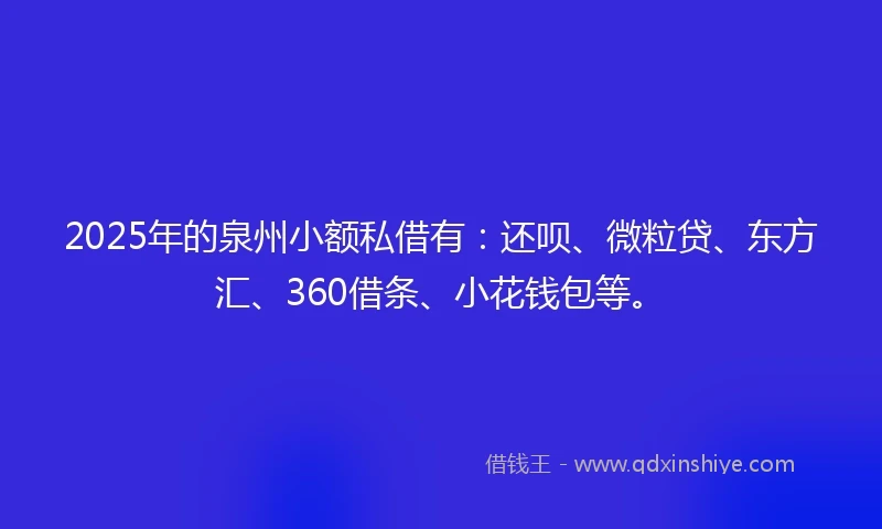 2025年的泉州小额私借有:还呗、微粒贷、东方汇、360借条、小花钱包等。