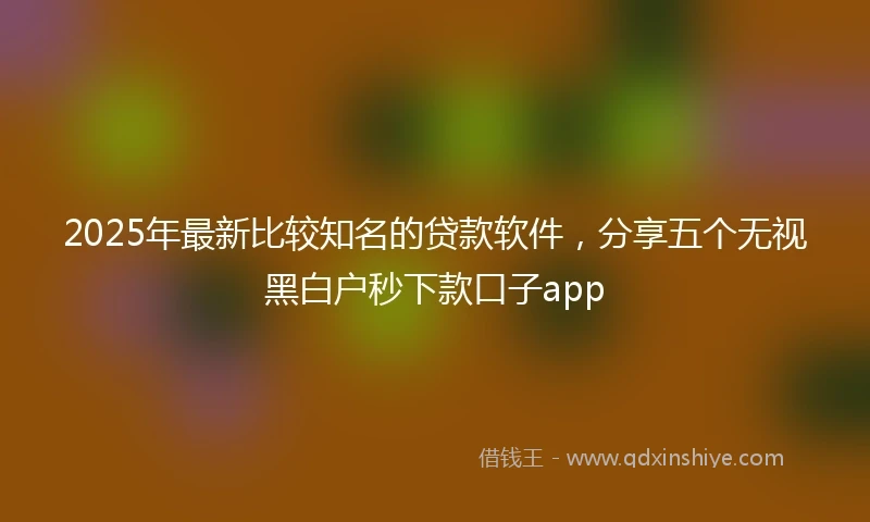 2025年最新比较知名的贷款软件，分享五个无视黑白户秒下款口子app