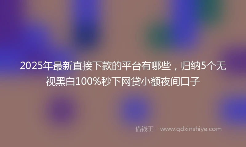 2025年最新直接下款的平台有哪些，归纳5个无视黑白100%秒下网贷小额夜间口子