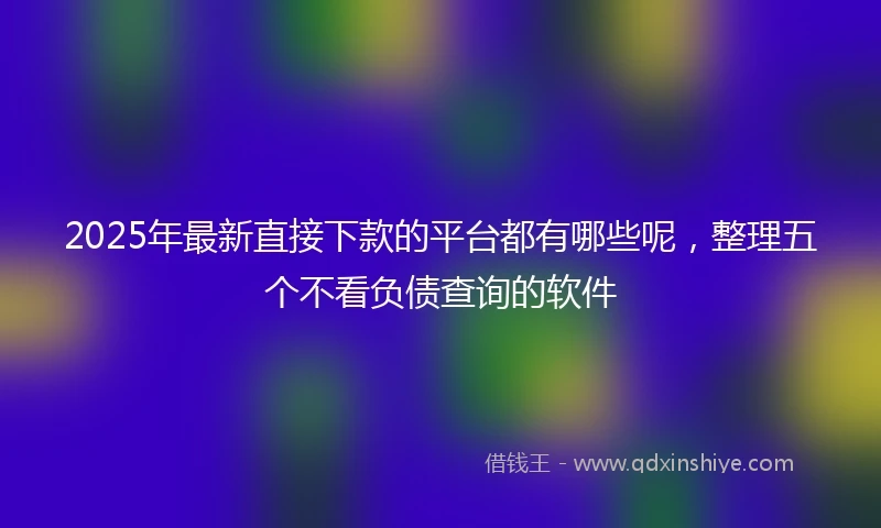 2025年最新直接下款的平台都有哪些呢，整理五个不看负债查询的软件