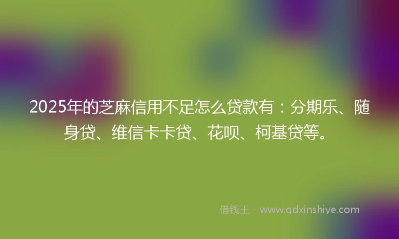 2025年的芝麻信用不足怎么贷款有：分期乐、随身贷、维信卡卡贷、花呗、柯基贷等。