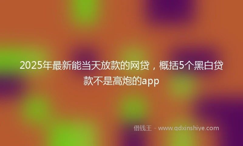 2025年最新能当天放款的网贷,概括5个黑白贷款不是高炮的app