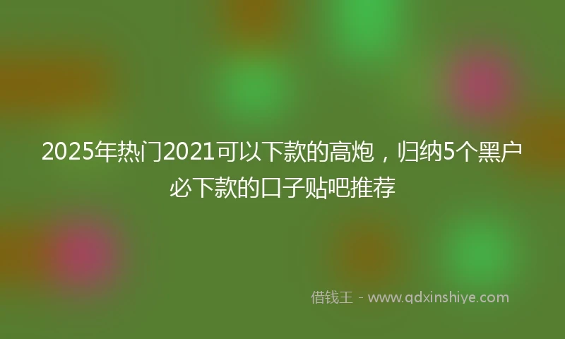 2025年热门2021可以下款的高炮，归纳5个黑户必下款的口子贴吧推荐