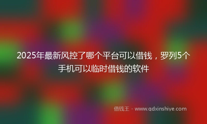 2025年最新风控了哪个平台可以借钱，罗列5个手机可以临时借钱的软件