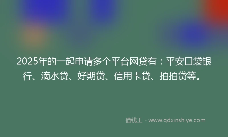 2025年的一起申请多个平台网贷有：平安口袋银行、滴水贷、好期贷、信用卡贷、拍拍贷等。