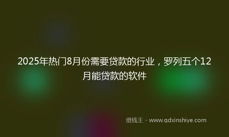 2025年热门8月份需要贷款的行业，罗列五个12月能贷款的软件