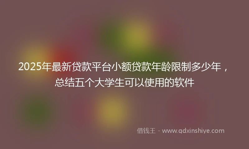2025年最新贷款平台小额贷款年龄限制多少年，总结五个大学生可以使用的软件