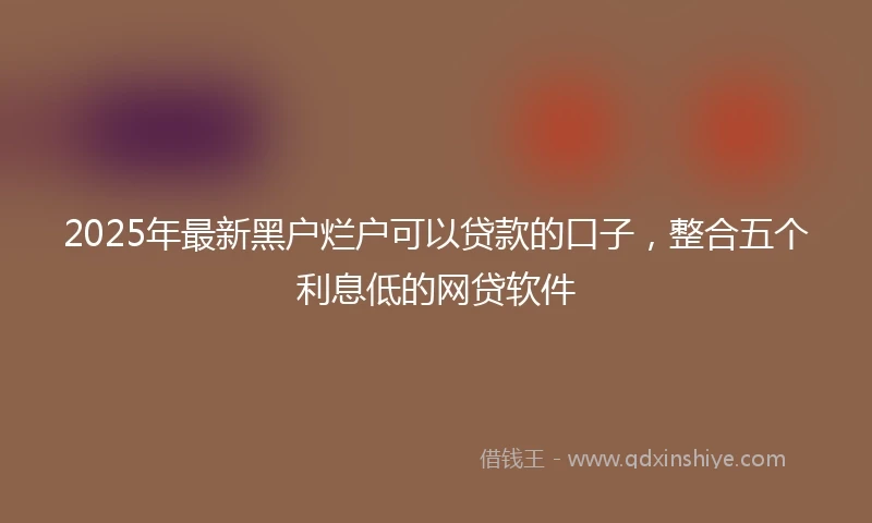 2025年最新黑户烂户可以贷款的口子，整合五个利息低的网贷软件