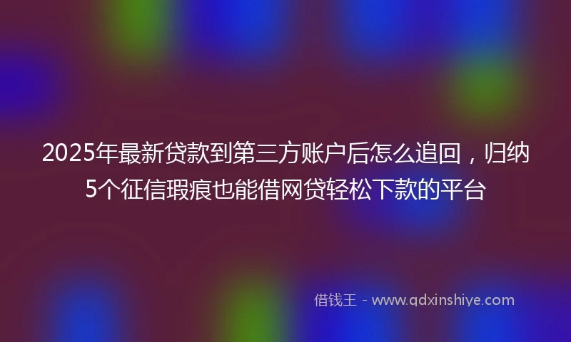 2025年最新贷款到第三方账户后怎么追回，归纳5个征信瑕疵也能借网贷轻松下款的平台
