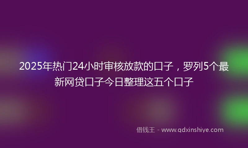 2025年热门24小时审核放款的口子，罗列5个最新网贷口子今日整理这五个口子