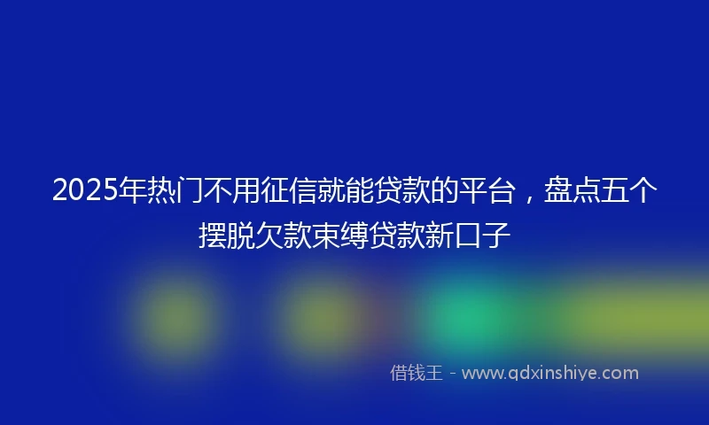 2025年热门不用征信就能贷款的平台，盘点五个摆脱欠款束缚贷款新口子