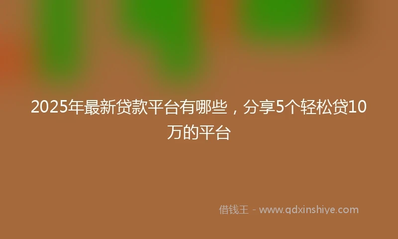 2025年最新贷款平台有哪些，分享5个轻松贷10万的平台