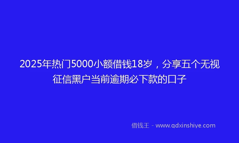 2025年热门5000小额借钱18岁，分享五个无视征信黑户当前逾期必下款的口子