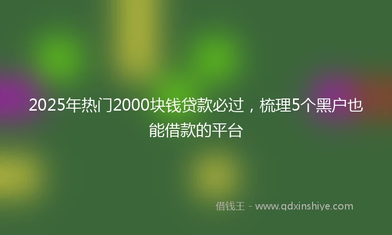 2025年热门2000块钱贷款必过，梳理5个黑户也能借款的平台