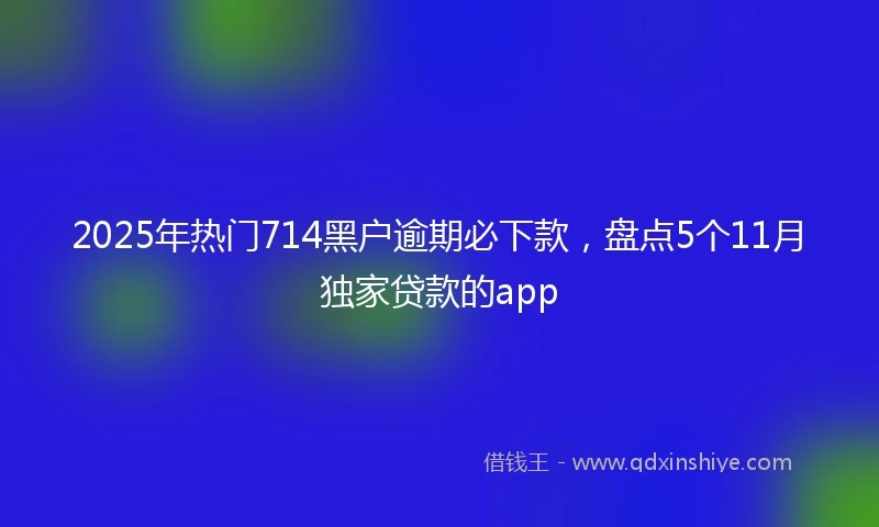 2025年热门714黑户逾期必下款，盘点5个11月独家贷款的app