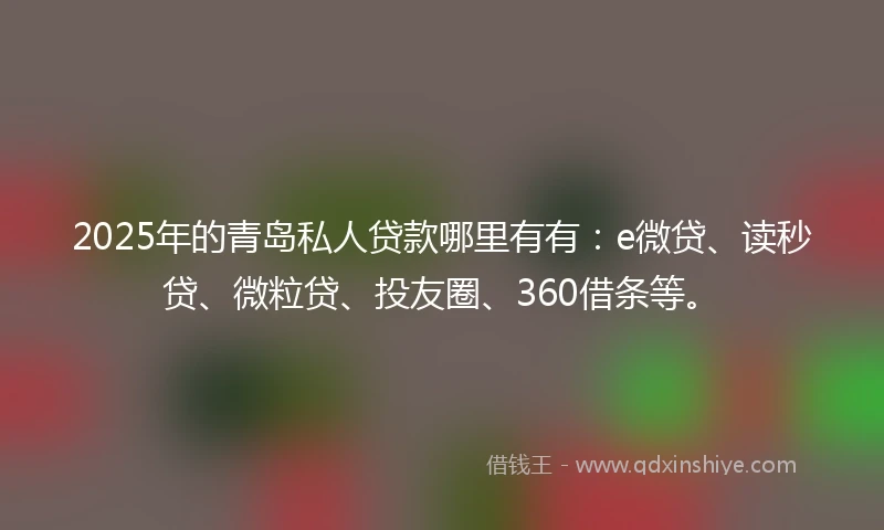 2025年的青岛私人贷款哪里有有：e微贷、读秒贷、微粒贷、投友圈、360借条等。