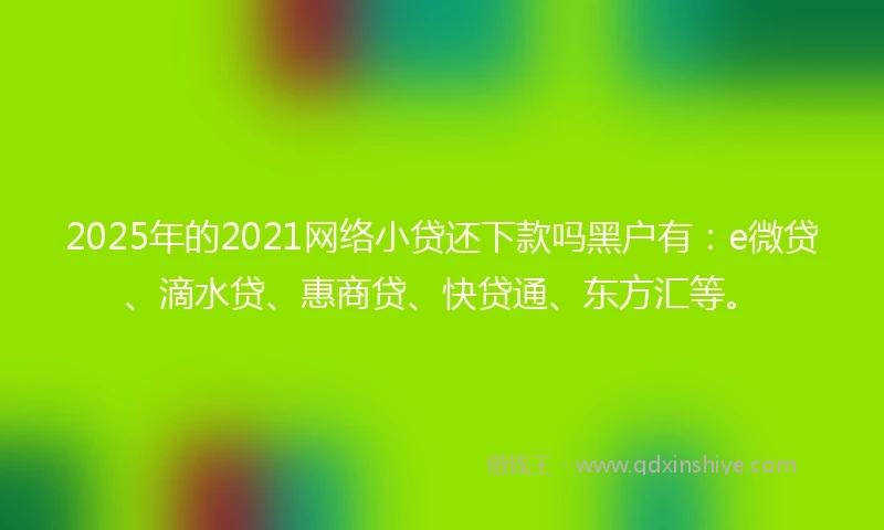 2025年的2021网络小贷还下款吗黑户有：e微贷、滴水贷、惠商贷、快贷通、东方汇等。