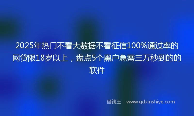 2025年热门不看大数据不看征信100%通过率的网贷限18岁以上，盘点5个黑户急需三万秒到的的软件