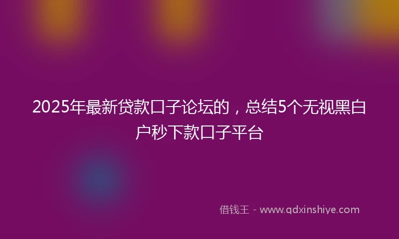 2025年最新贷款口子论坛的，总结5个无视黑白户秒下款口子平台
