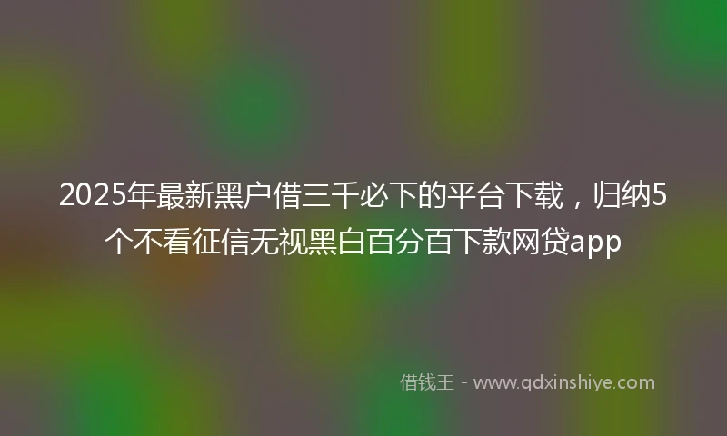 2025年最新黑户借三千必下的平台下载，归纳5个不看征信无视黑白百分百下款网贷app