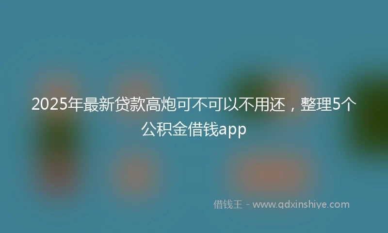 2025年最新贷款高炮可不可以不用还，整理5个公积金借钱app