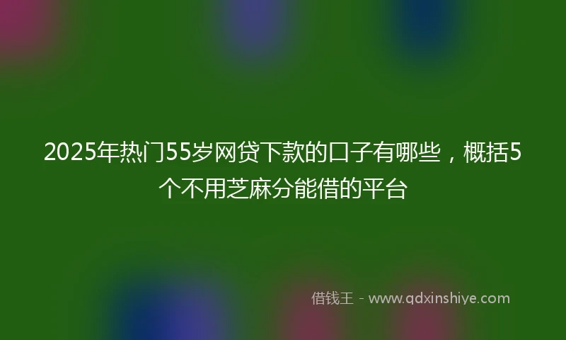2025年热门55岁网贷下款的口子有哪些，概括5个不用芝麻分能借的平台