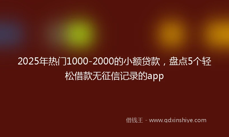 2025年热门1000-2000的小额贷款，盘点5个轻松借款无征信记录的app