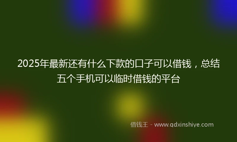 2025年最新还有什么下款的口子可以借钱，总结五个手机可以临时借钱的平台