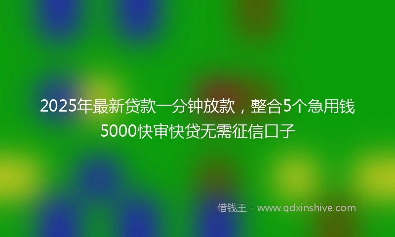 2025年最新贷款一分钟放款，整合5个急用钱5000快审快贷无需征信口子