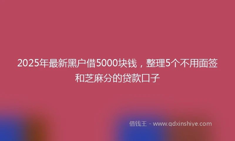 2025年最新黑户借5000块钱，整理5个不用面签和芝麻分的贷款口子