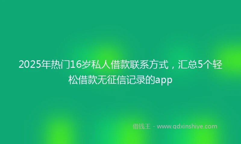 2025年热门16岁私人借款联系方式，汇总5个轻松借款无征信记录的app
