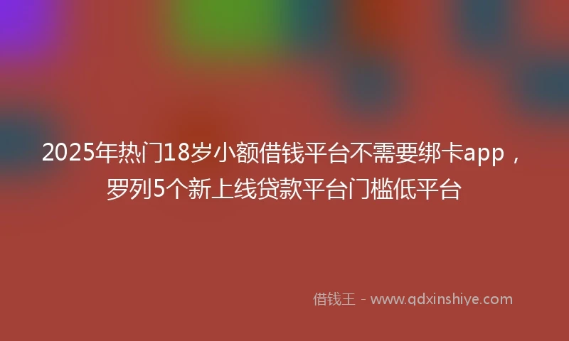 2025年热门18岁小额借钱平台不需要绑卡app，罗列5个新上线贷款平台门槛低平台