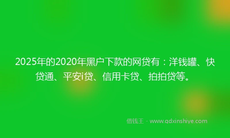 2025年的2020年黑户下款的网贷有：洋钱罐、快贷通、平安i贷、信用卡贷、拍拍贷等。