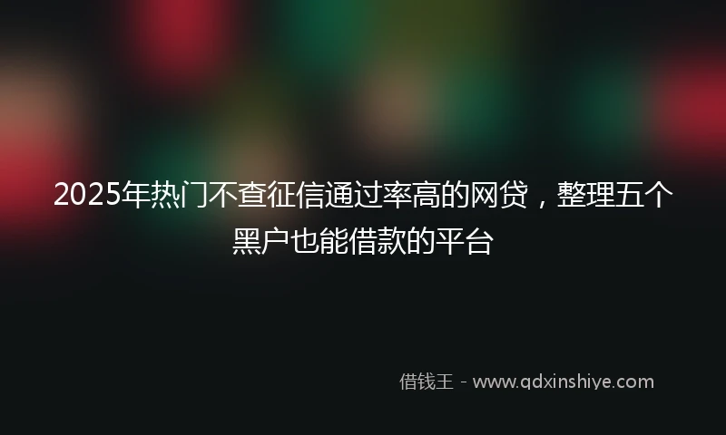 2025年热门不查征信通过率高的网贷，整理五个黑户也能借款的平台